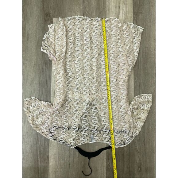 BECCA BY REBECCA VIRTUE Sundown Zigzag Crochet Tan White Tunic cover up, MP $88 - Picture 6 of 9